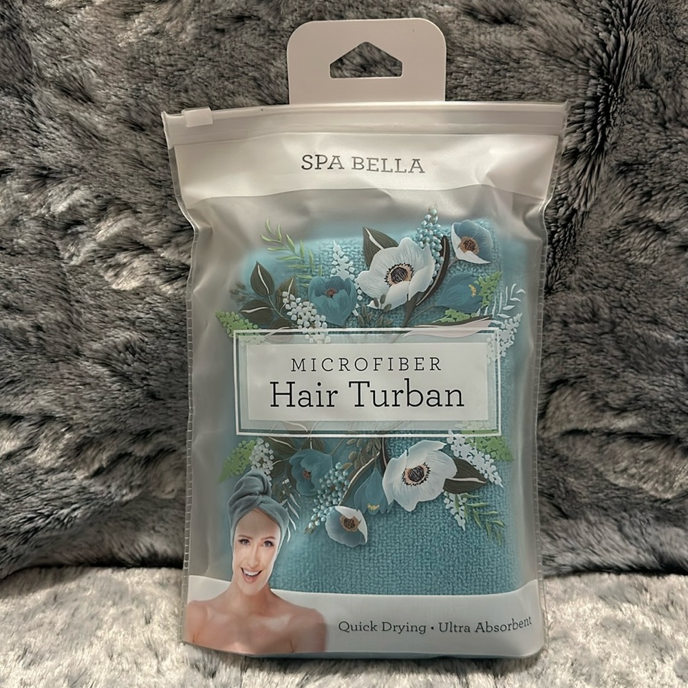 SPA BELLA MICROFIBER HAIR TURBAN NWT! COLOR BLUE…